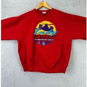 Disney Designs Sweater Mens XL Red Indy 200 At Walt‎ Disney World Made In USA